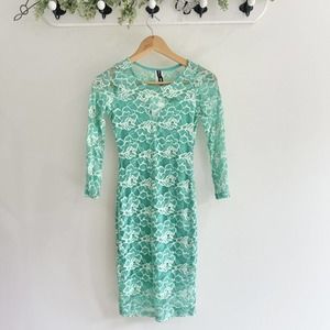 Womens NWT Green Lace Body on Dress Garden Spring Floral Boho XS